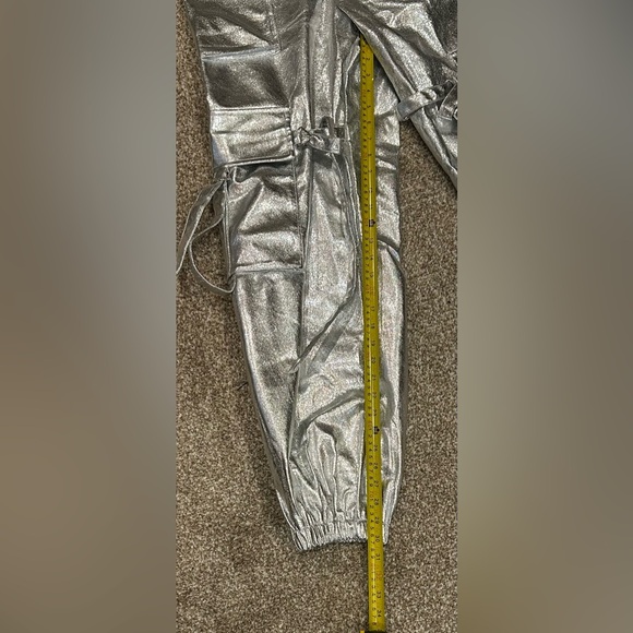 Hot & Delicious Silver Cargo Pants Metallic Shine - Picture 11 of 16